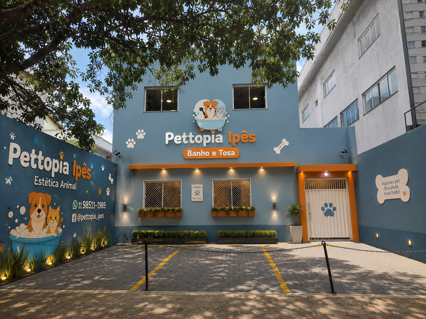 Fachada da PetTopia Ipês - Estética Animal em Cajamar SP